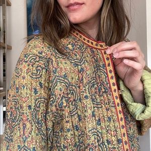 Vintage Quilted Jacket, Reversible Pattern and Green